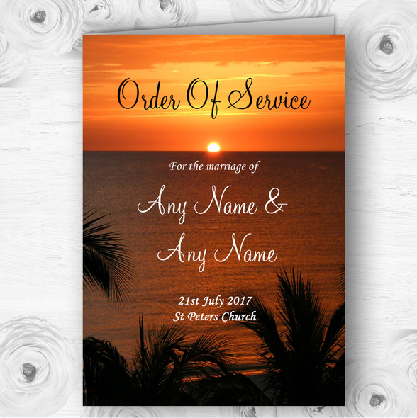 Florida Sunset Personalised Wedding Double Sided Cover Order Of Service