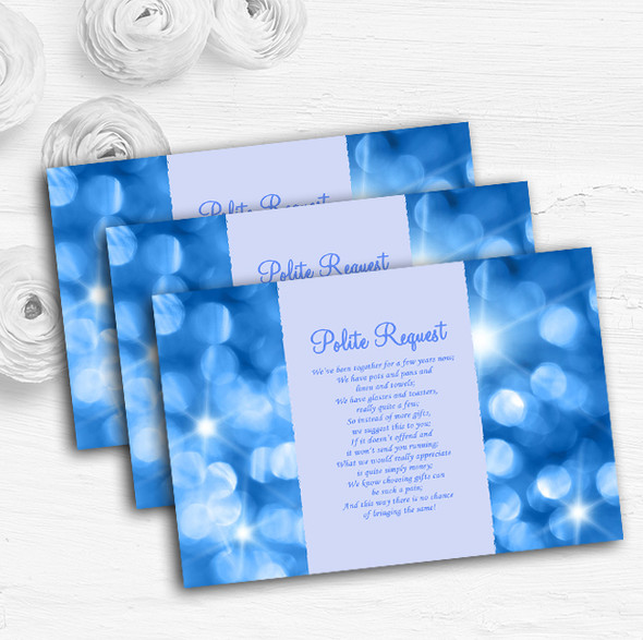 Twinkling Blue Lights Personalised Wedding Gift Cash Request Money Poem Cards