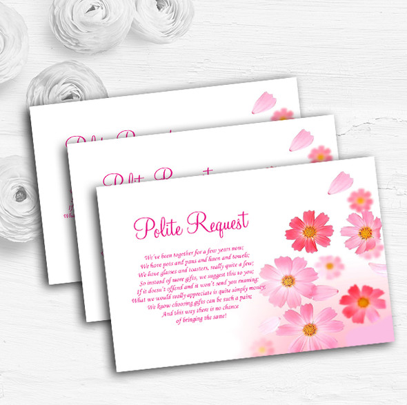 Pink Flowers Pretty Personalised Wedding Gift Cash Request Money Poem Cards