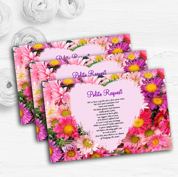 Pretty Pink Flowers Personalised Wedding Gift Cash Request Money Poem Cards