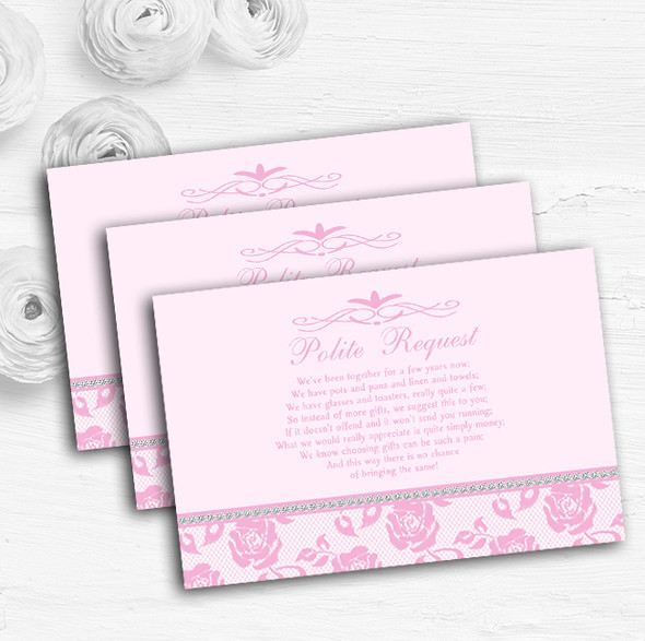 Pretty Baby Rose Pink Floral Diamante Custom Wedding Gift Money Poem Cards