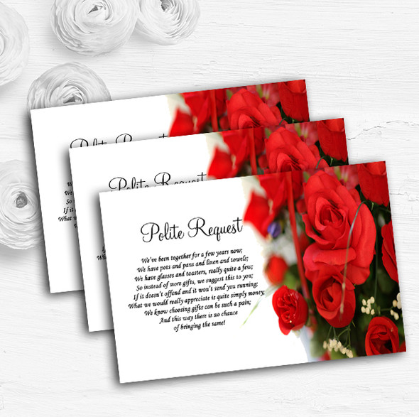 Romantic Red Roses Personalised Wedding Gift Cash Request Money Poem Cards