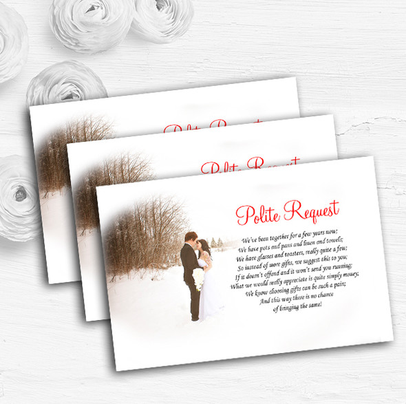 White Winter Personalised Wedding Gift Cash Request Money Poem Cards