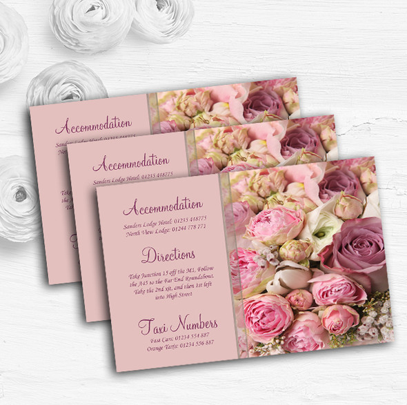 Absolutely Beautiful Pink Flowers Personalised Wedding Guest Information Cards