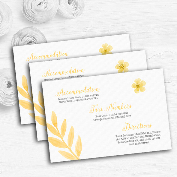 Watercolour Subtle Golden Yellow Personalised Wedding Guest Information Cards