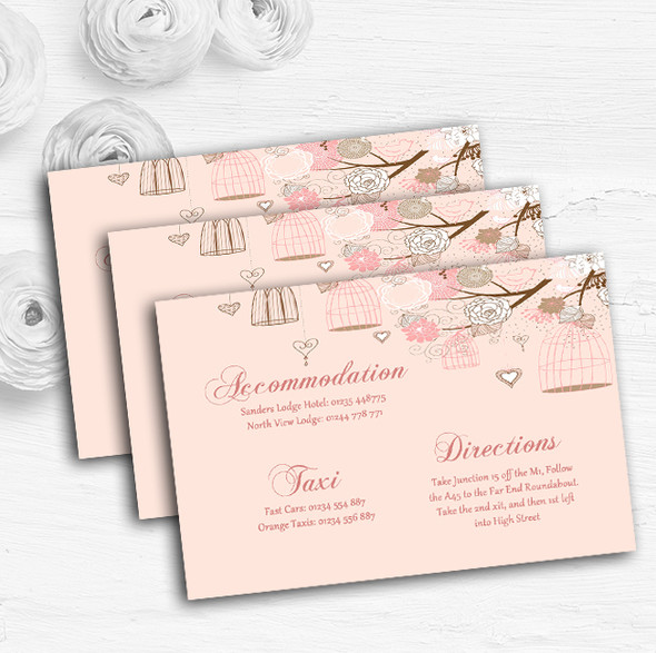 Coral Peach Vintage Birdcage Personalised Wedding Guest Information Cards