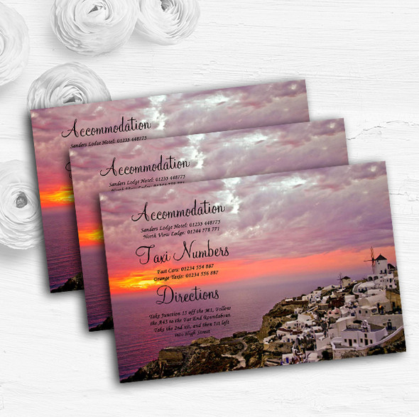 Santorini In Greece Abroad Personalised Wedding Guest Information Cards