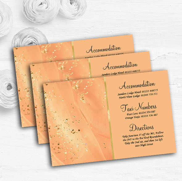 Peach Gold Pretty Personalised Wedding Guest Information Cards