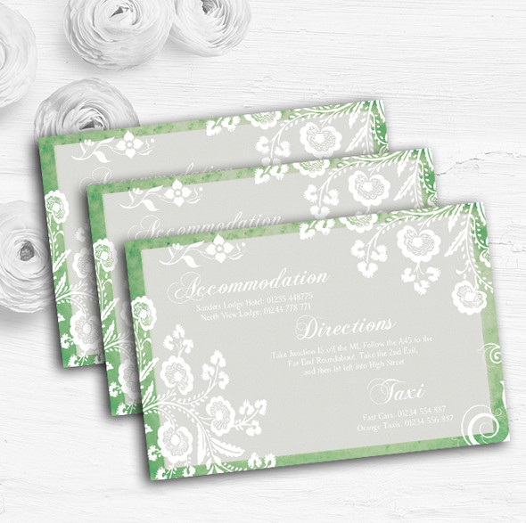 Rustic Green Lace Personalised Wedding Guest Information Cards
