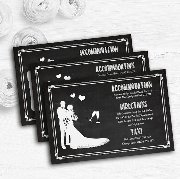 Chalkboard White Personalised Wedding Guest Information Cards