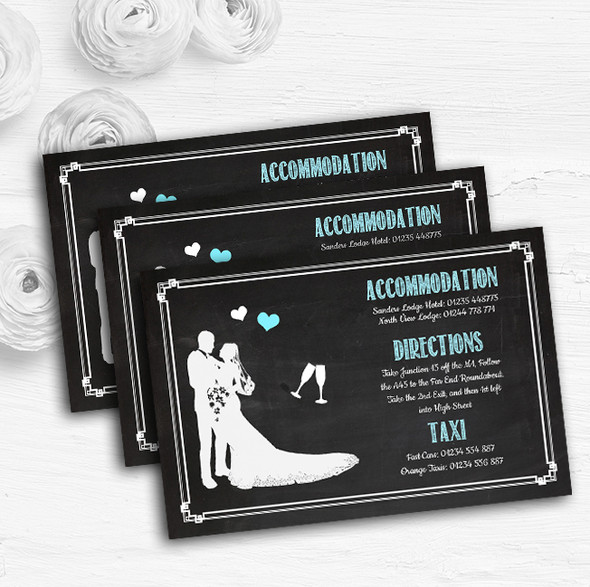 Chalkboard Aqua Personalised Wedding Guest Information Cards