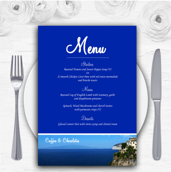 Jetting Off Abroad Sorrento Italy Personalised Wedding Menu Cards