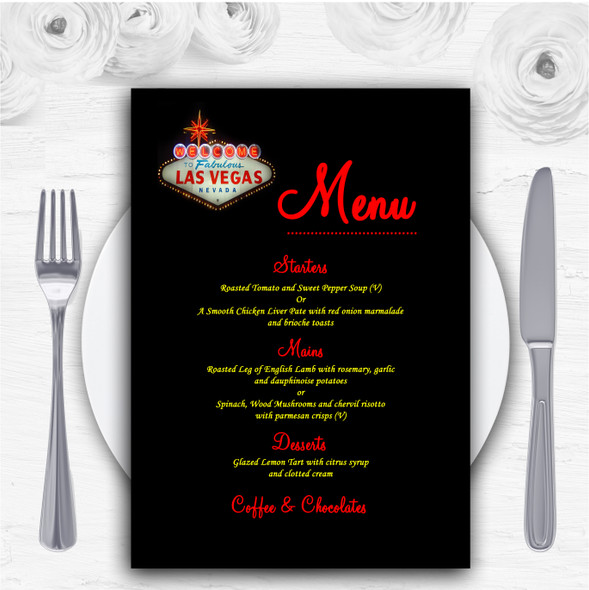 Las Vegas Sign Fabulous Personalised Wedding Menu Cards