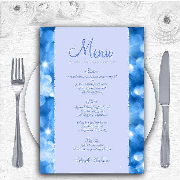 Twinkling Blue Lights Personalised Wedding Menu Cards