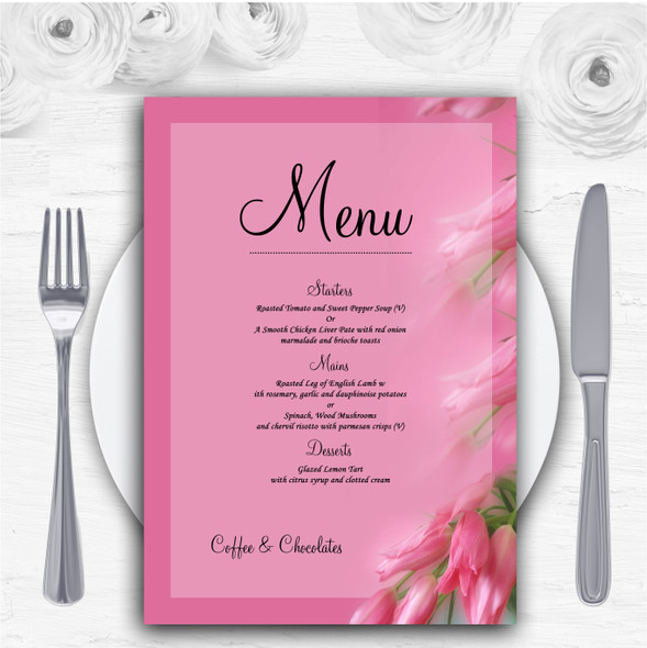 Warm Pink Flowers Personalised Wedding Menu Cards