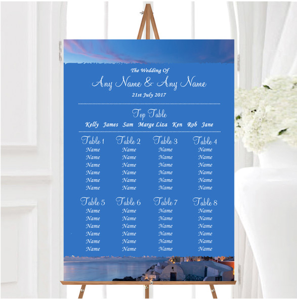 Santorini Greece Jetting Off Married Abroad Wedding Seating Table Plan