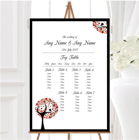 Shabby Chic Bird Tree Brown Vintage Black Wedding Seating Table Plan