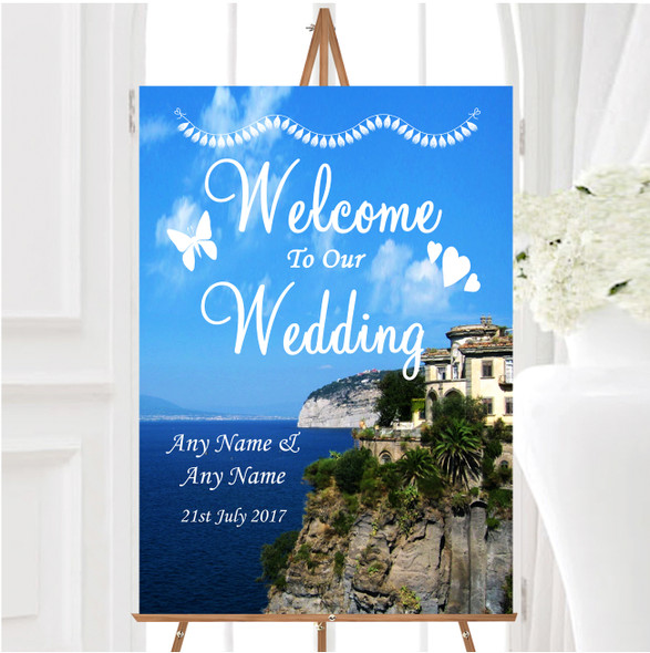 Jetting Off Abroad Sorrento Italy Personalised Any Wording Welcome Wedding Sign