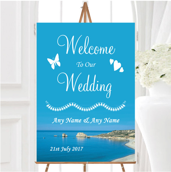 Cyprus Beach Abroad Personalised Any Wording Welcome To Our Wedding Sign