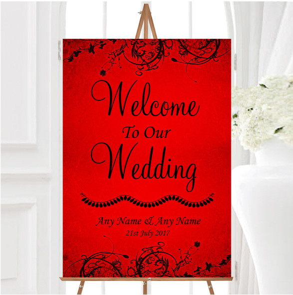 Red Flare Personalised Any Wording Welcome To Our Wedding Sign