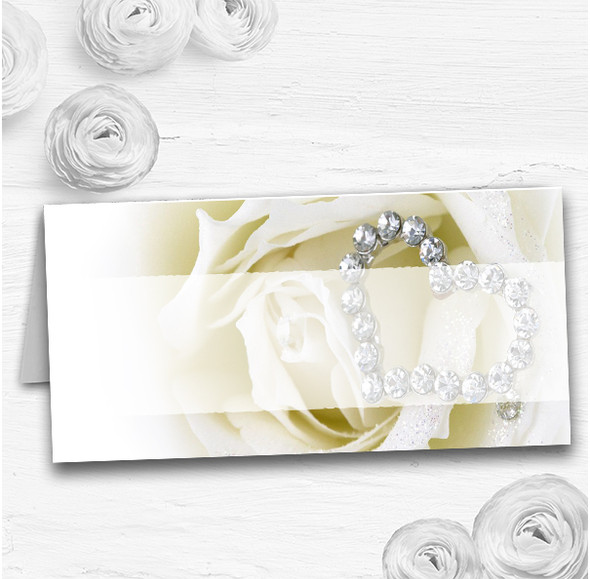Cream Ivory Rose Heart Personalised Wedding Table Number Name Cards 