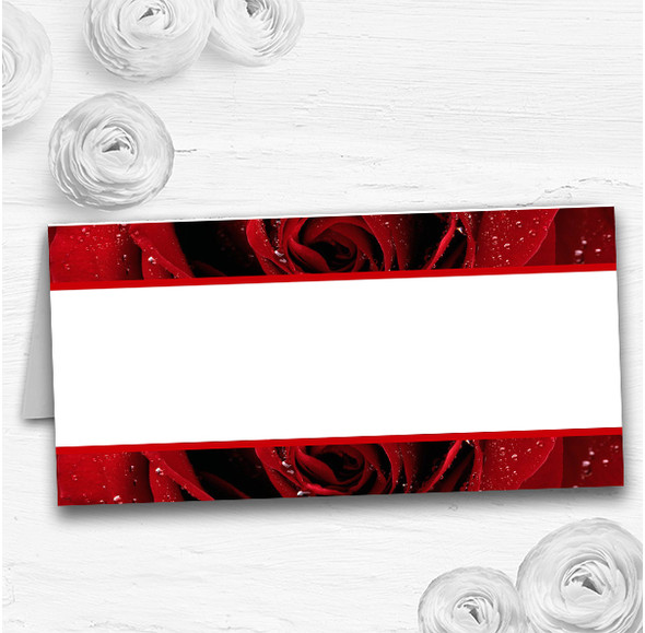 Deep Red Wet Rose Wedding Table Seating Name Place Cards