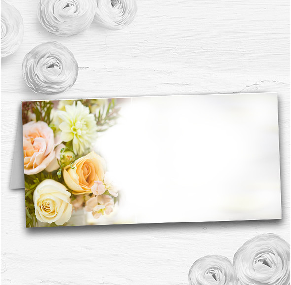 Peach Ivory Cream Rose Garden Wedding Table Seating Name Place Cards