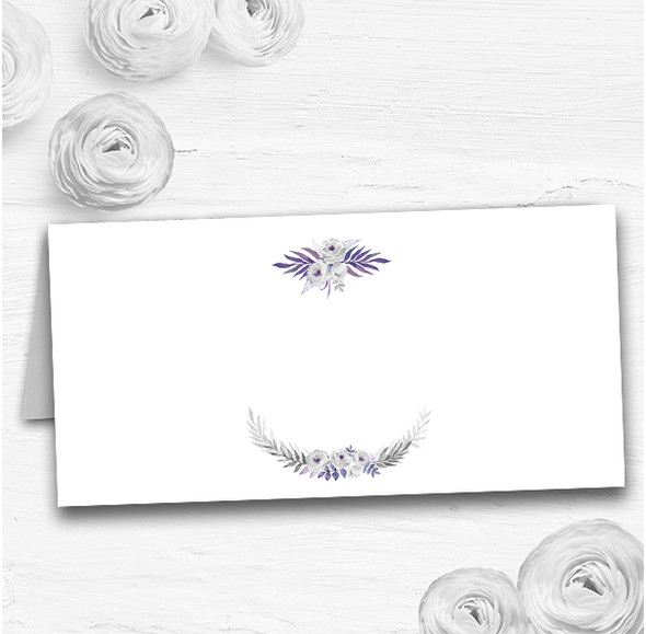 Purple & Silver Subtle Floral Wedding Table Seating Name Place Cards