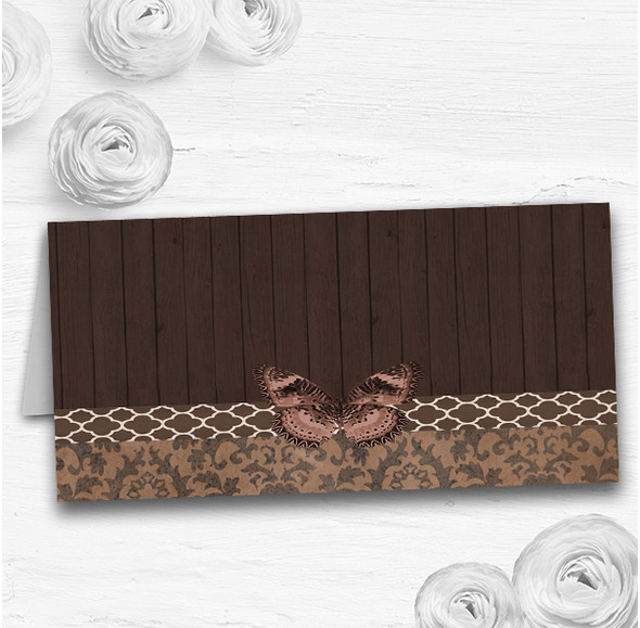 Rustic Vintage Wood Butterfly Brown Wedding Table Seating Name Place Cards