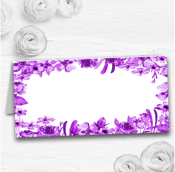 Vintage Cadbury Purple Watercolour Floral Wedding Table Seating Name Place Cards 