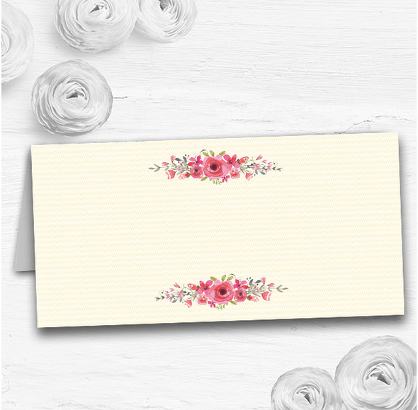 Watercolour Pink Floral Rustic Wedding Table Seating Name Place Cards