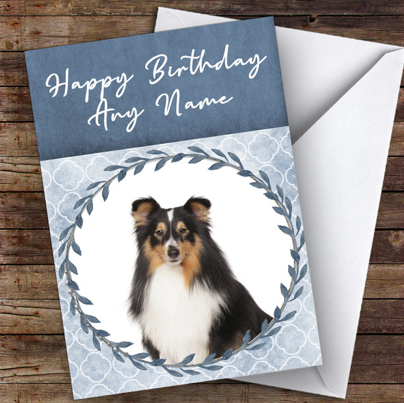 Shetland Sheepdog Dog Blue Animal Personalised Birthday Card