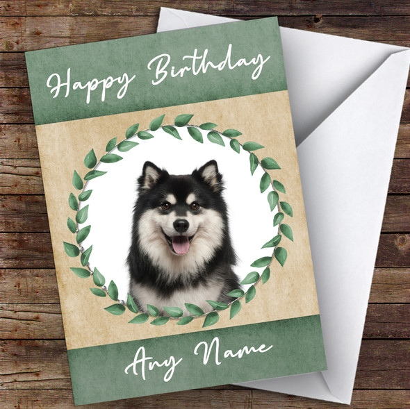 Finnish Lapphund Dog Green Animal Personalised Birthday Card