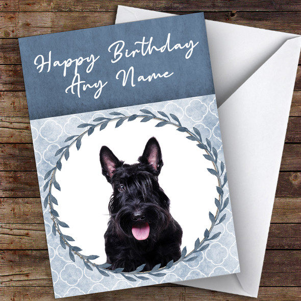 Scottish Terrier Dog Blue Animal Personalised Birthday Card