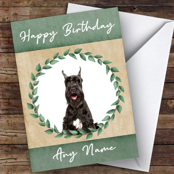 Giant Schnauzer Dog Green Animal Personalised Birthday Card