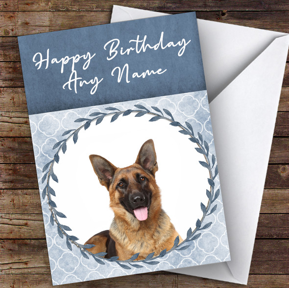 German Shepherd Dog Blue Animal Personalised Birthday Card