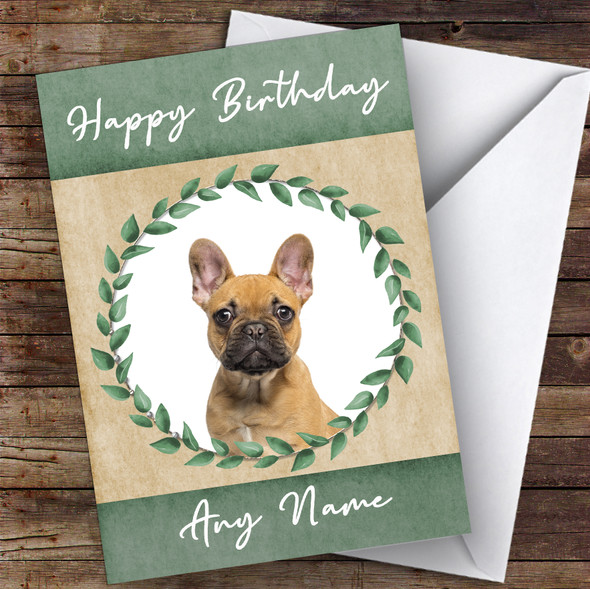 French Bulldog Dog Green Animal Personalised Birthday Card