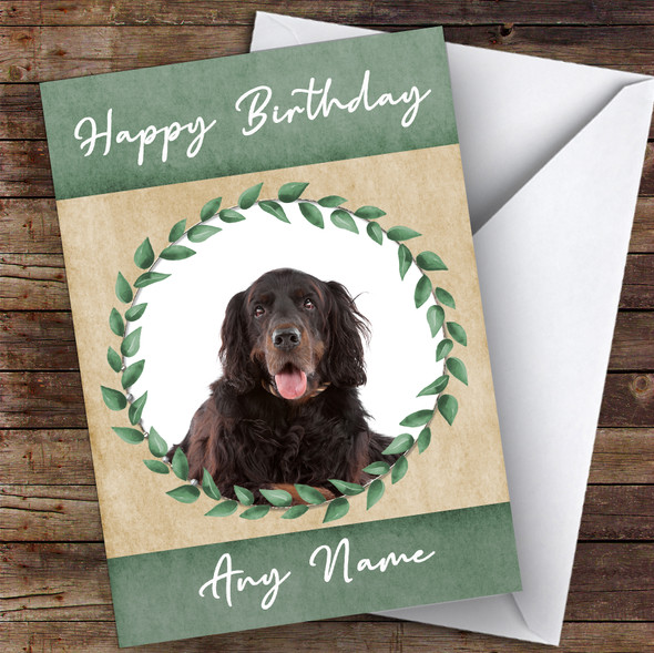 Gordon Setter Dog Green Animal Personalised Birthday Card