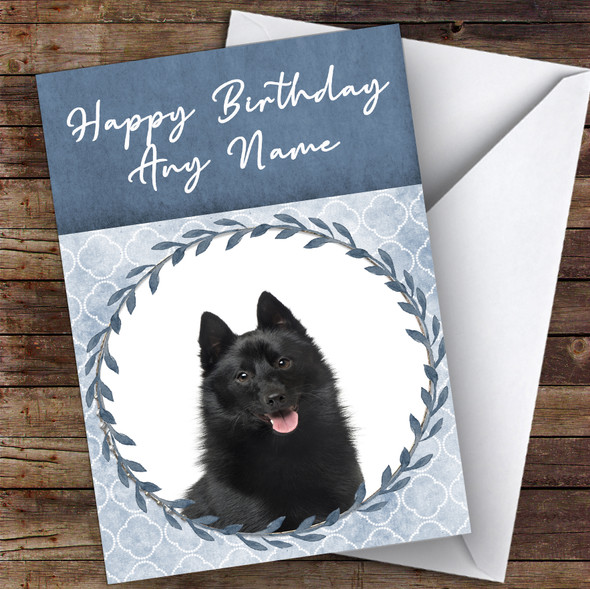 Schipperke Dog Blue Animal Personalised Birthday Card