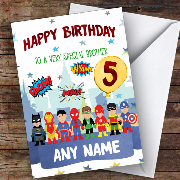 Personalised Boys Birthday Card Superhero 7Th 8Th 9Th 10Th 11Th 12Th Brother