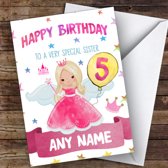 Personalised Birthday Card Fairy Princess 7Th 8Th 9Th 10Th 11Th 12Th Sister