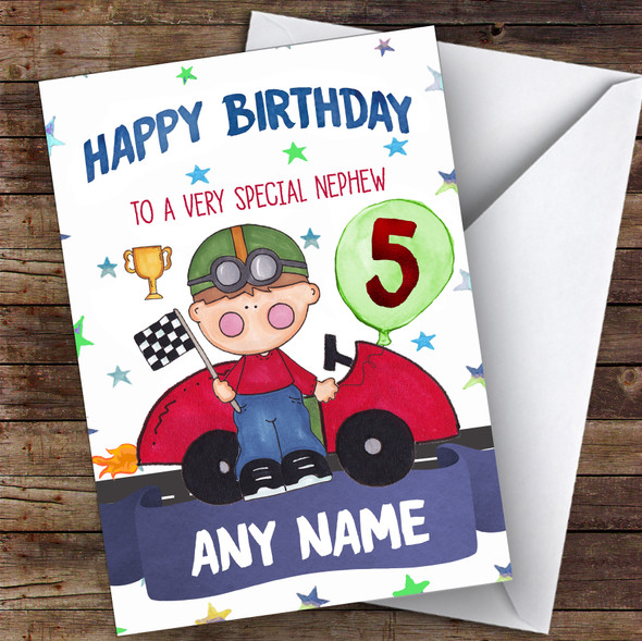 Personalised Boys Birthday Card Racing Car 1St 2Nd 3Rd 4Th 5Th 6Th Nephew
