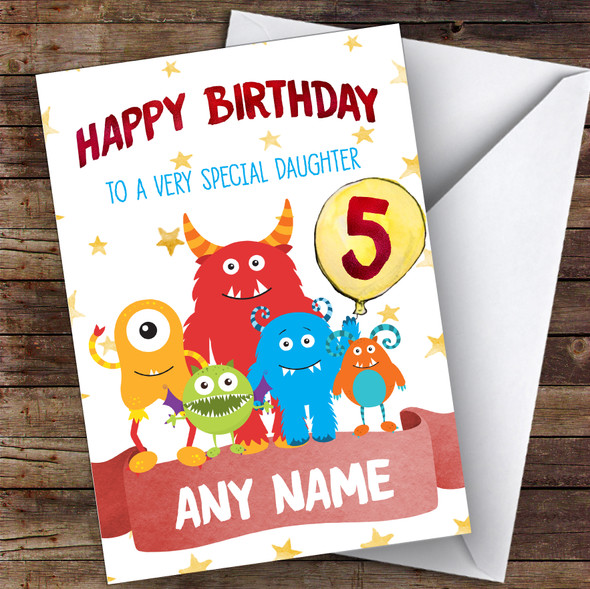 Personalised Girls Birthday Card Monster 1St 2Nd 3Rd 4Th 5Th 6Th Daughter