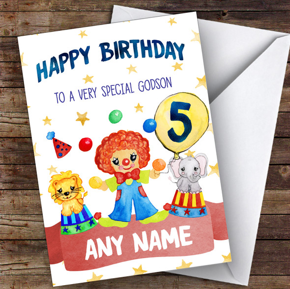 Personalised Boys Birthday Card Circus 1St 2Nd 3Rd 4Th 5Th 6Th Godson