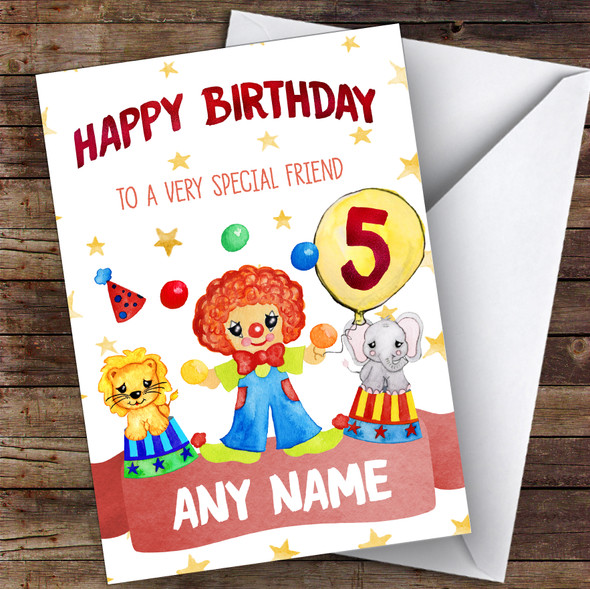 Personalised Birthday Card Circus 7Th 8Th 9Th 10Th 11Th 12Th Friend