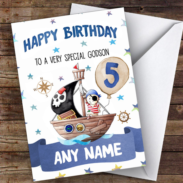 Personalised Birthday Card Pirate 7Th 8Th 9Th 10Th 11Th 12Th Godson