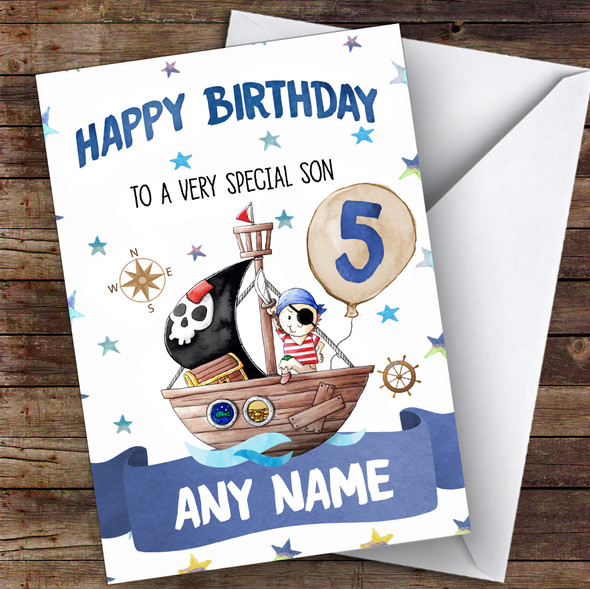 Personalised Boys Birthday Card Pirate 1St 2Nd 3Rd 4Th 5Th 6Th Son