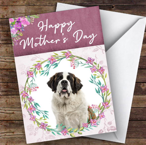 Saint Bernard Dog Traditional Animal Personalised Mother's Day Card