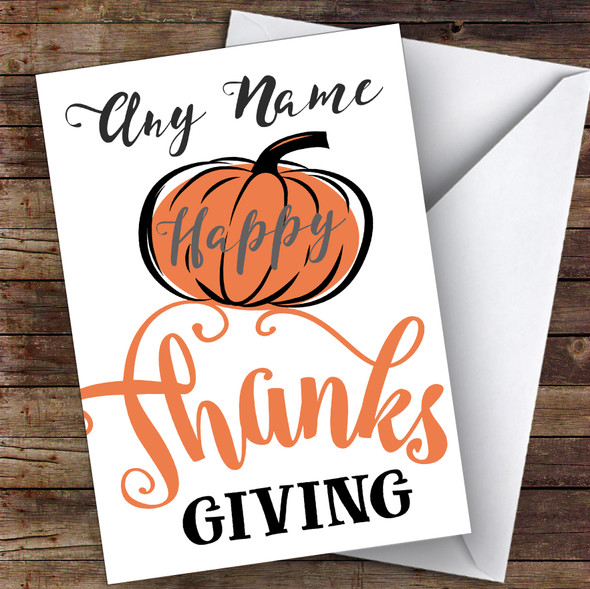 Simple Swirly Pumpkin Personalised Happy Thanksgiving Card
