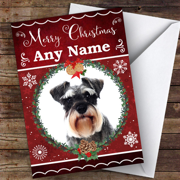 Miniature Schnauzer Dog Traditional Animal Personalised Christmas Card